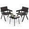 3-Piece PE Rattan Patio Bistro Set Mix Brown Wicker Chairs with Quick-Dry Foam & Tempered Glass Table